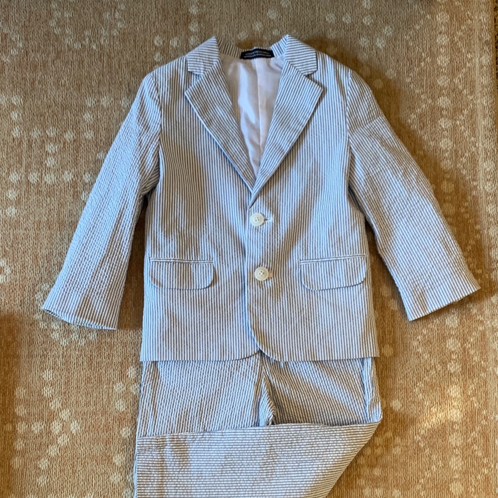 Nautica Kids Blue & White Seersucker Suit